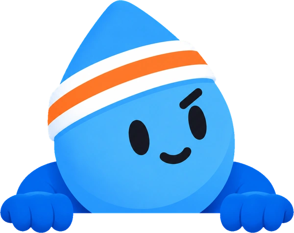 Your blue SweatBud buddy smiling and ready to cheer you on.